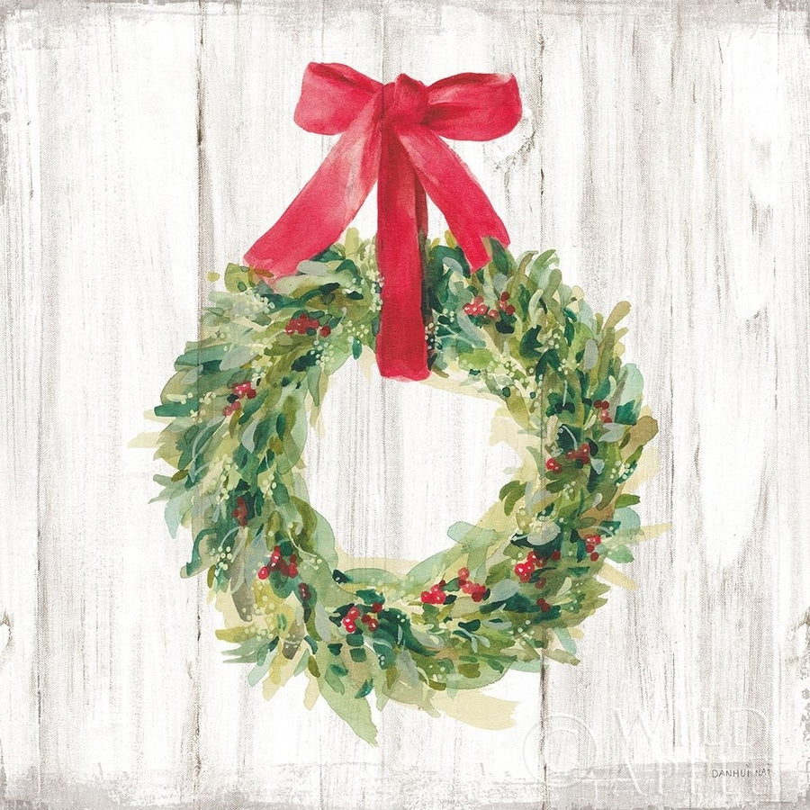 Woodland Holidays Wreath no Bird White Poster Print by Danhui Nai-VARPDX47613 Image 1