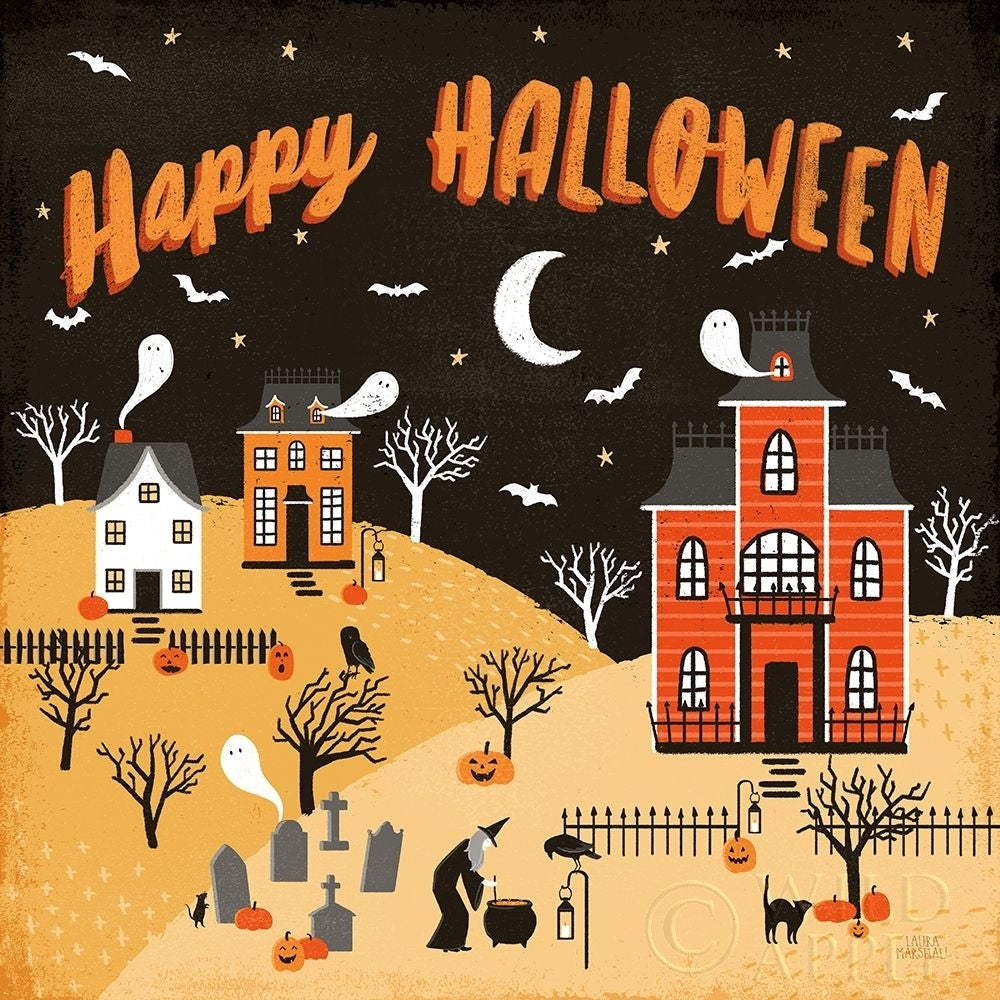 Spooky Village IV Happy Halloween Poster Print by Laura Marshall-VARPDX49229 Image 1