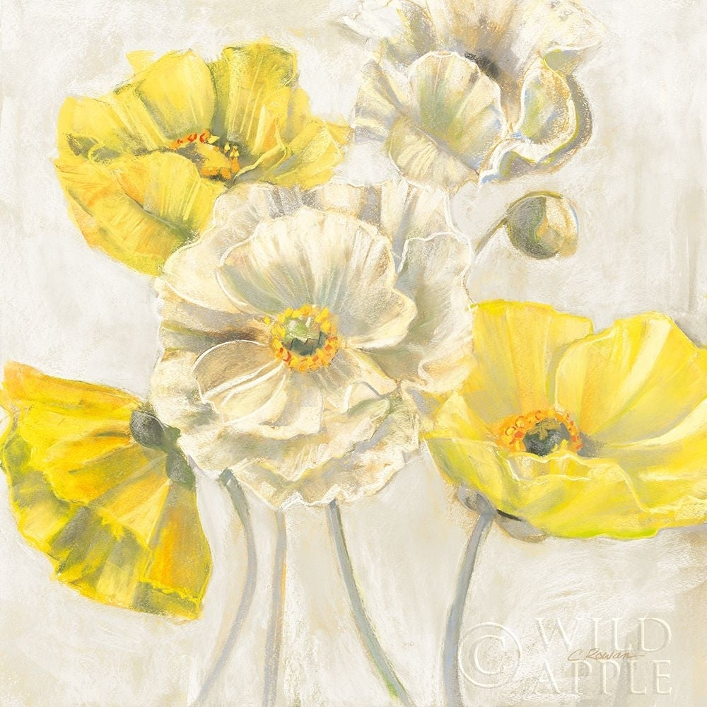 Gold and White Contemporary Poppies Neutral Poster Print by Carol Rowan-VARPDX49544 Image 1