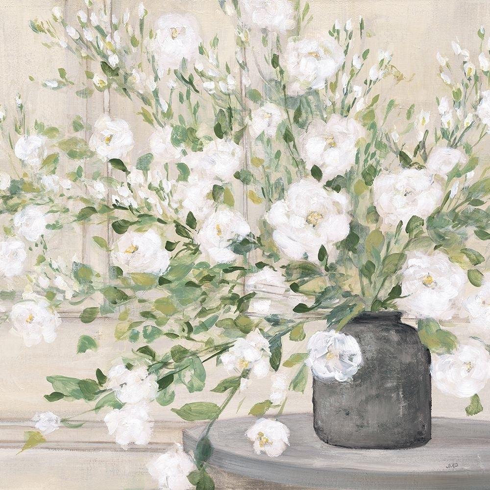 White Bouquet Gray Vase Poster Print - Julia Purinton-VARPDX73905 Image 1