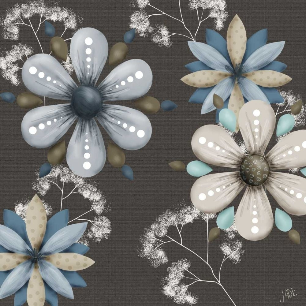 Blue Floral on Sepia I Poster Print - Jade Reynolds-VARPDX74536GG Image 1