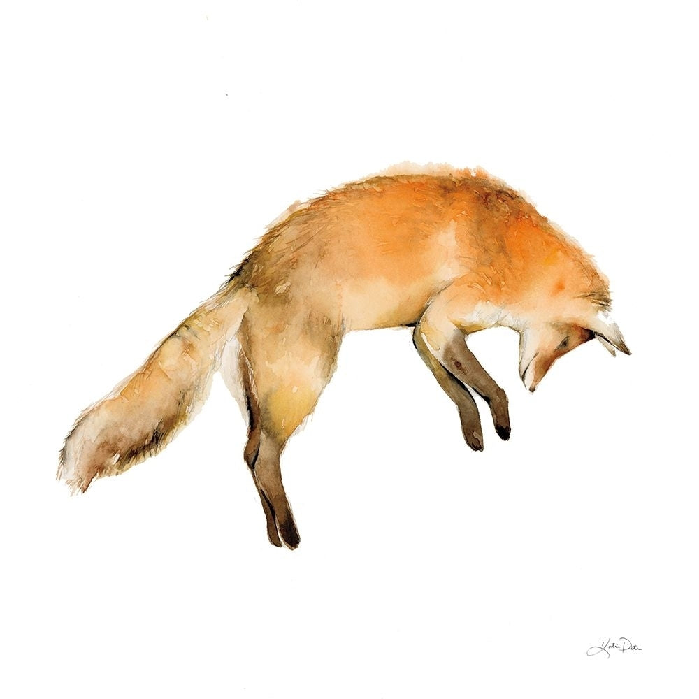 Jumping Fox on White Poster Print - Katrina Pete-VARPDX77223 Image 1