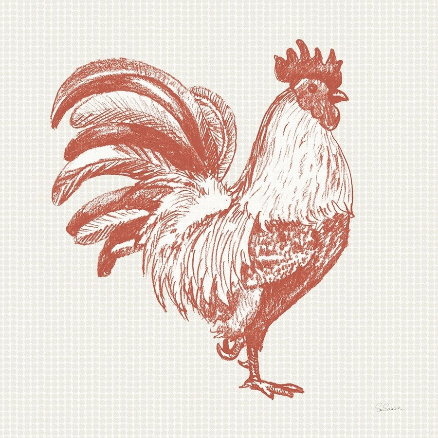 Cottage Rooster I Red Poster Print - Sue Schlabach-VARPDX77416 Image 1