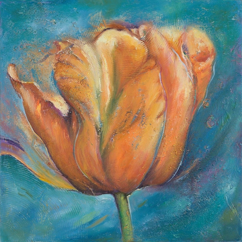 Orange Tulip on Blue Poster Print - Patricia Pinto-VARPDX8800H Image 1