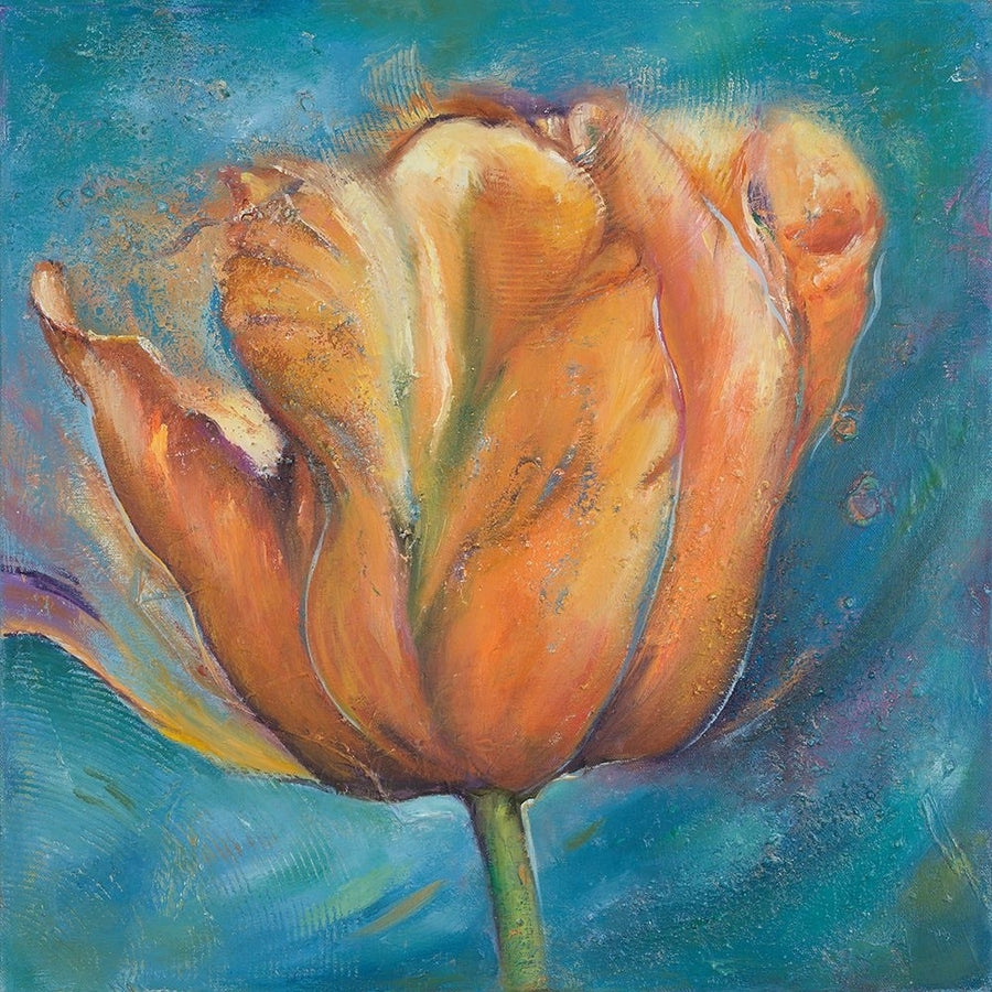 Orange Tulip on Blue Poster Print - Patricia Pinto-VARPDX8800H Image 1