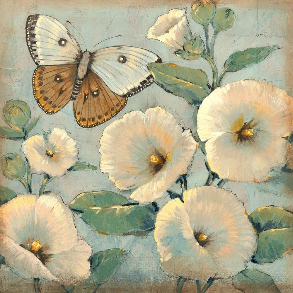 Butterfly and Hollyhocks II Poster Print - Tim OToole-VARPDX21245Z Image 1