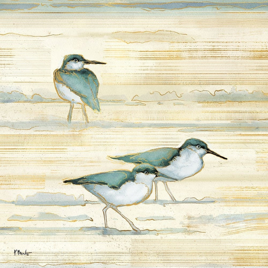 Oceanside Sandpipers I - Golden Poster Print - Paul Brent-VARPDX21673A Image 1