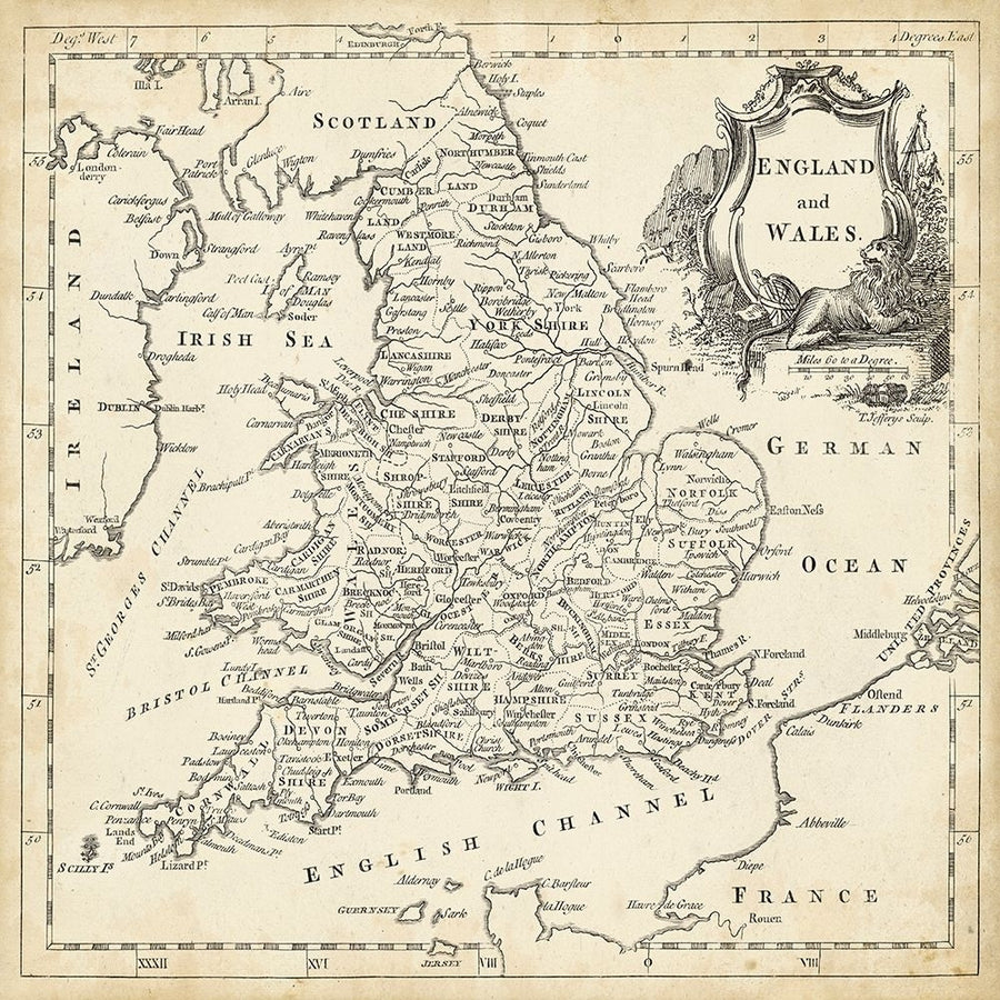 Map of England and Wales Poster Print - T. Jeffreys-VARPDX10588Z Image 1