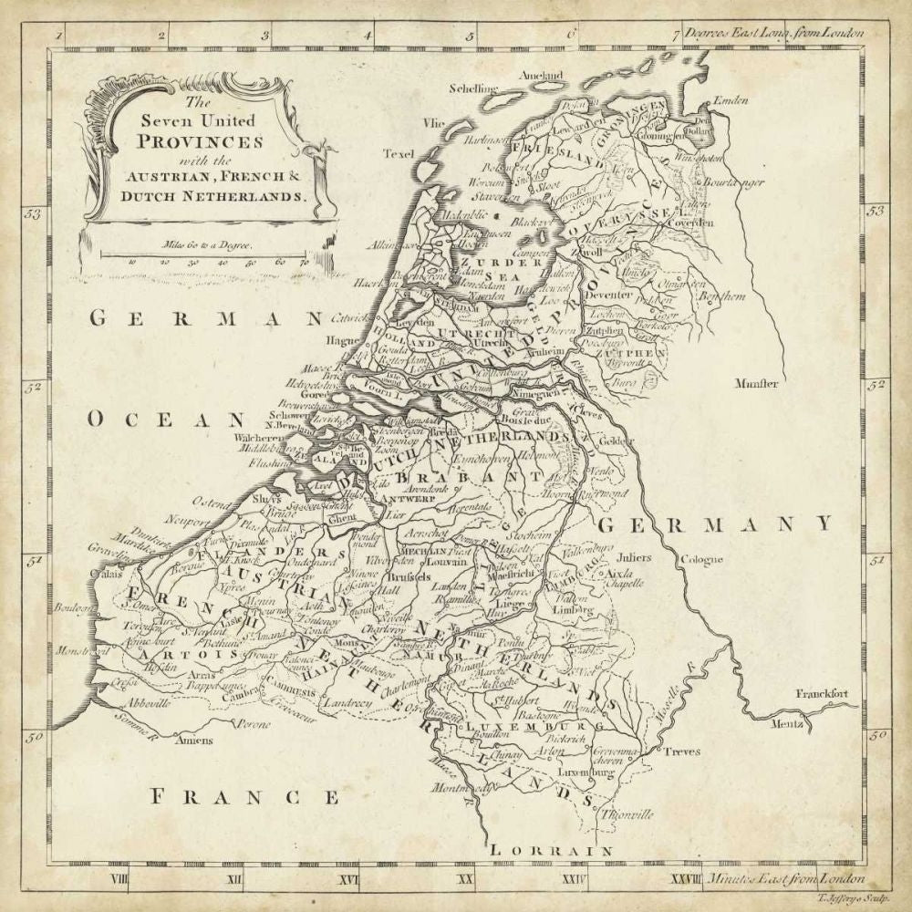 Map of Netherlands Poster Print - T. Jeffreys-VARPDX10602Z Image 1