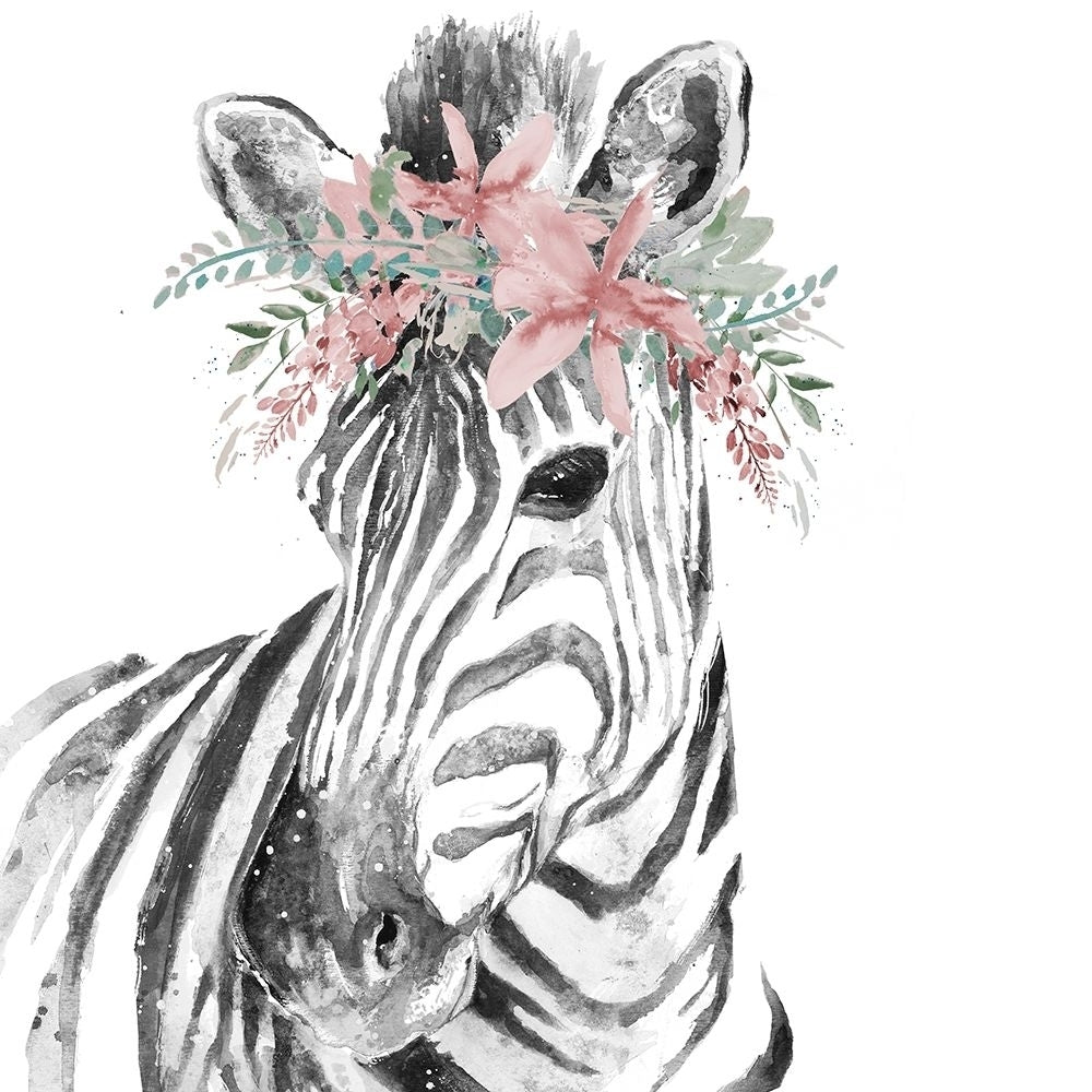 Water Zebra with Floral Crown Square by Patricia Pinto-VARPDX11991Q Image 1