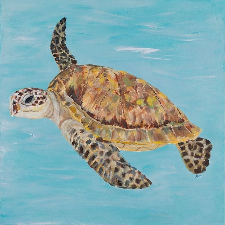 Turtle in the Blue Sea II Poster Print by Julie DeRice-VARPDX12491BB Image 1