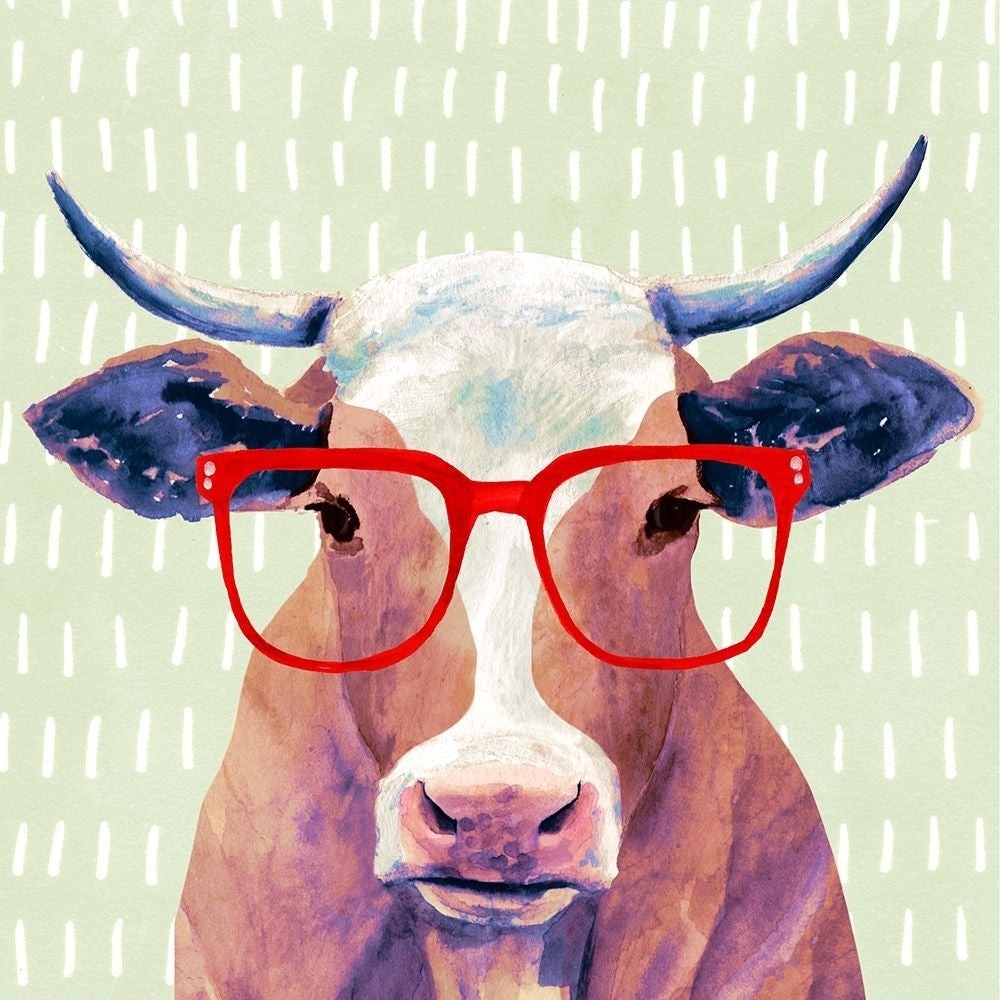 Bespectacled Bovine I Poster Print - Victoria Borges-VARPDX132000GG Image 1