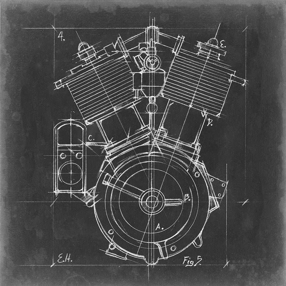 Motorcycle Engine Blueprint IV Poster Print - Ethan Harper-VARPDX132530Z Image 1