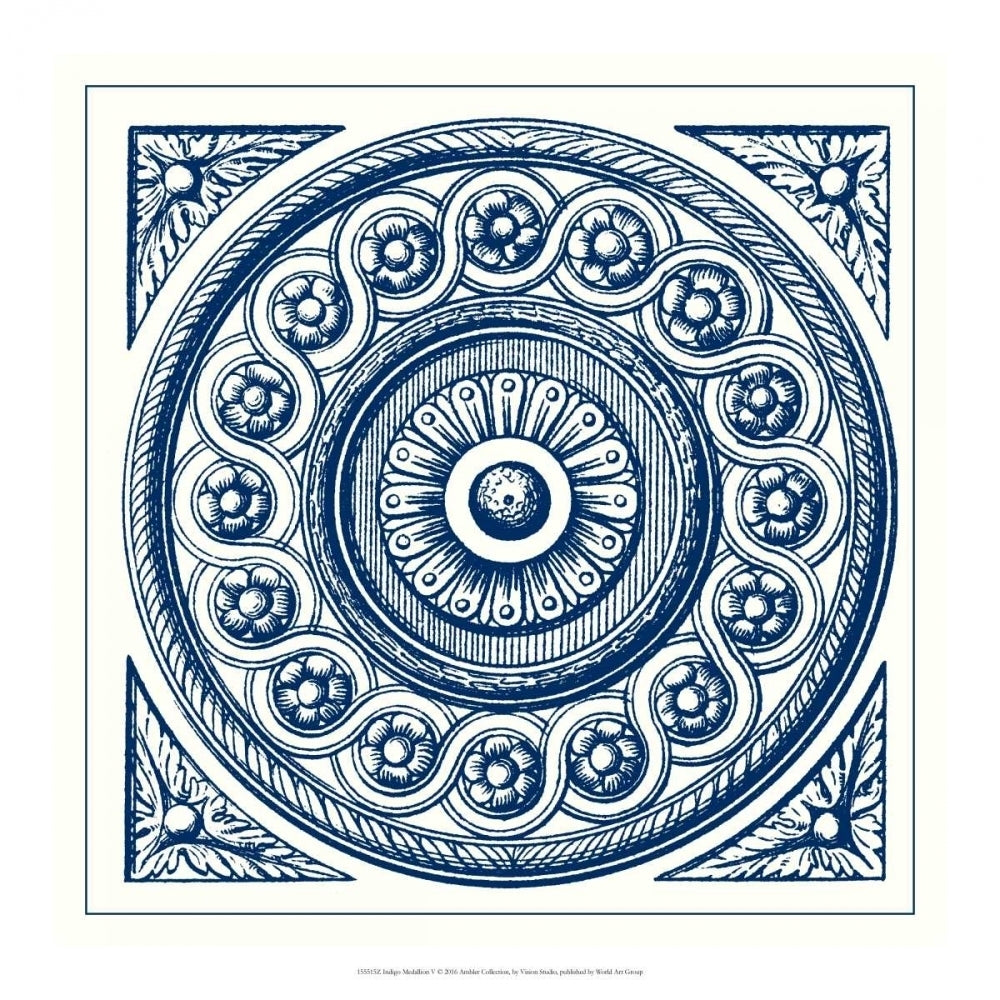 Indigo Medallion V Poster Print - Studio Vision-VARPDX155515Z Image 1