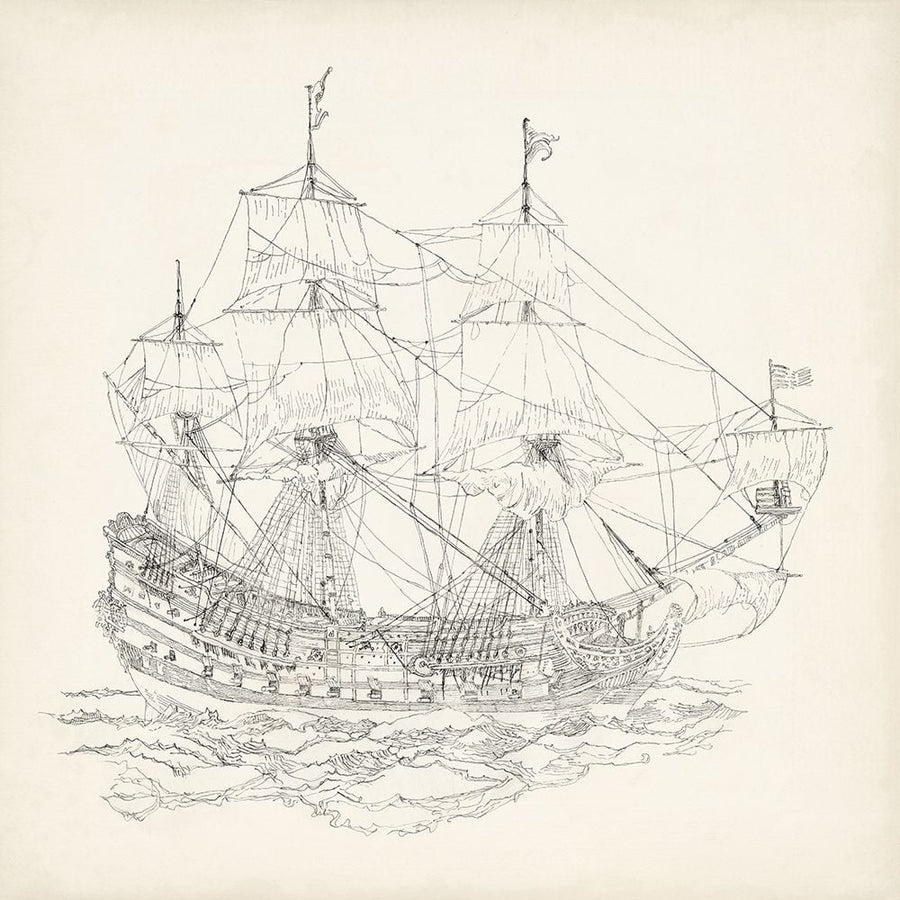 Antique Ship Sketch IX Poster Print - Richard Foust-VARPDX173093Z Image 1