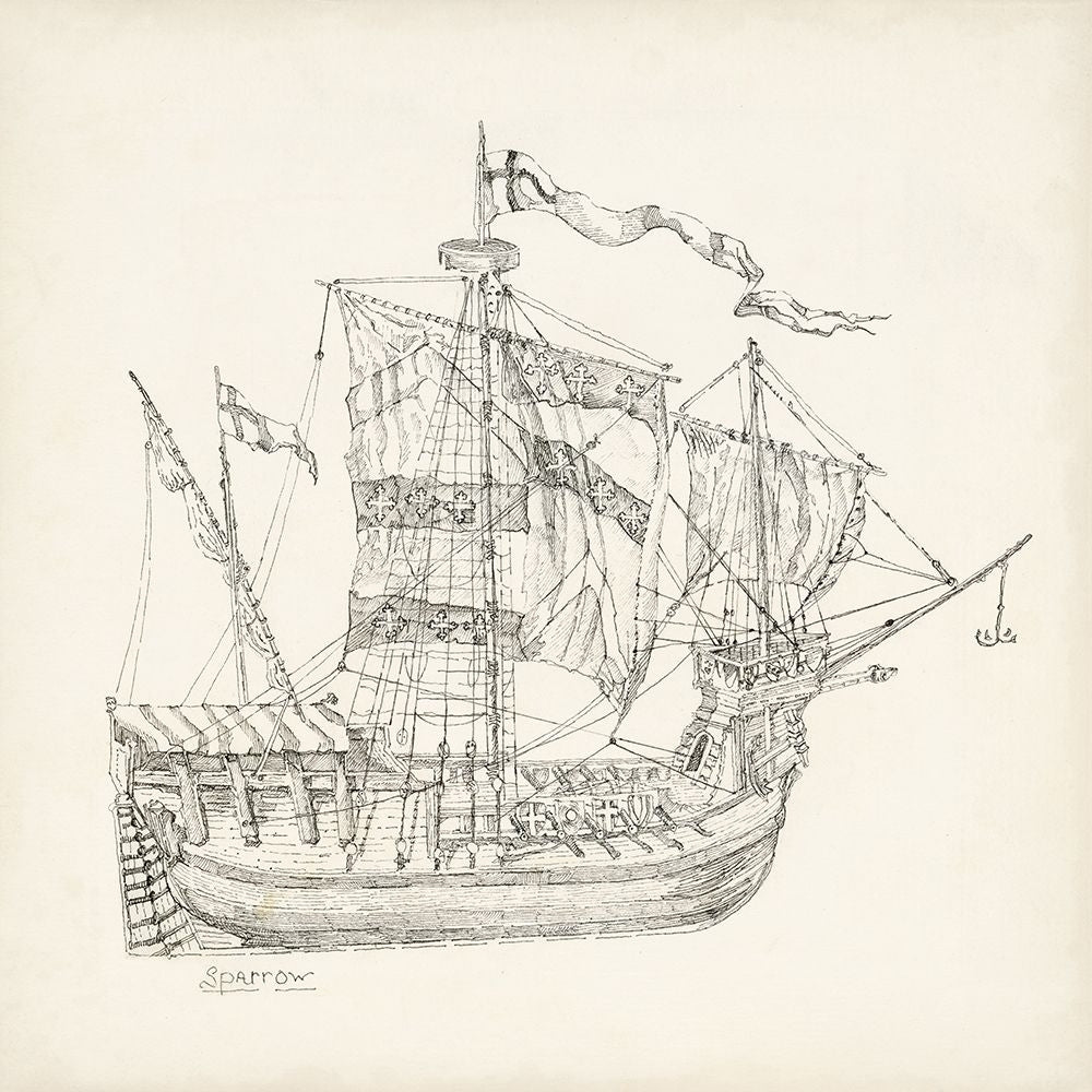 Antique Ship Sketch VIII Poster Print - Richard Foust-VARPDX173092Z Image 1