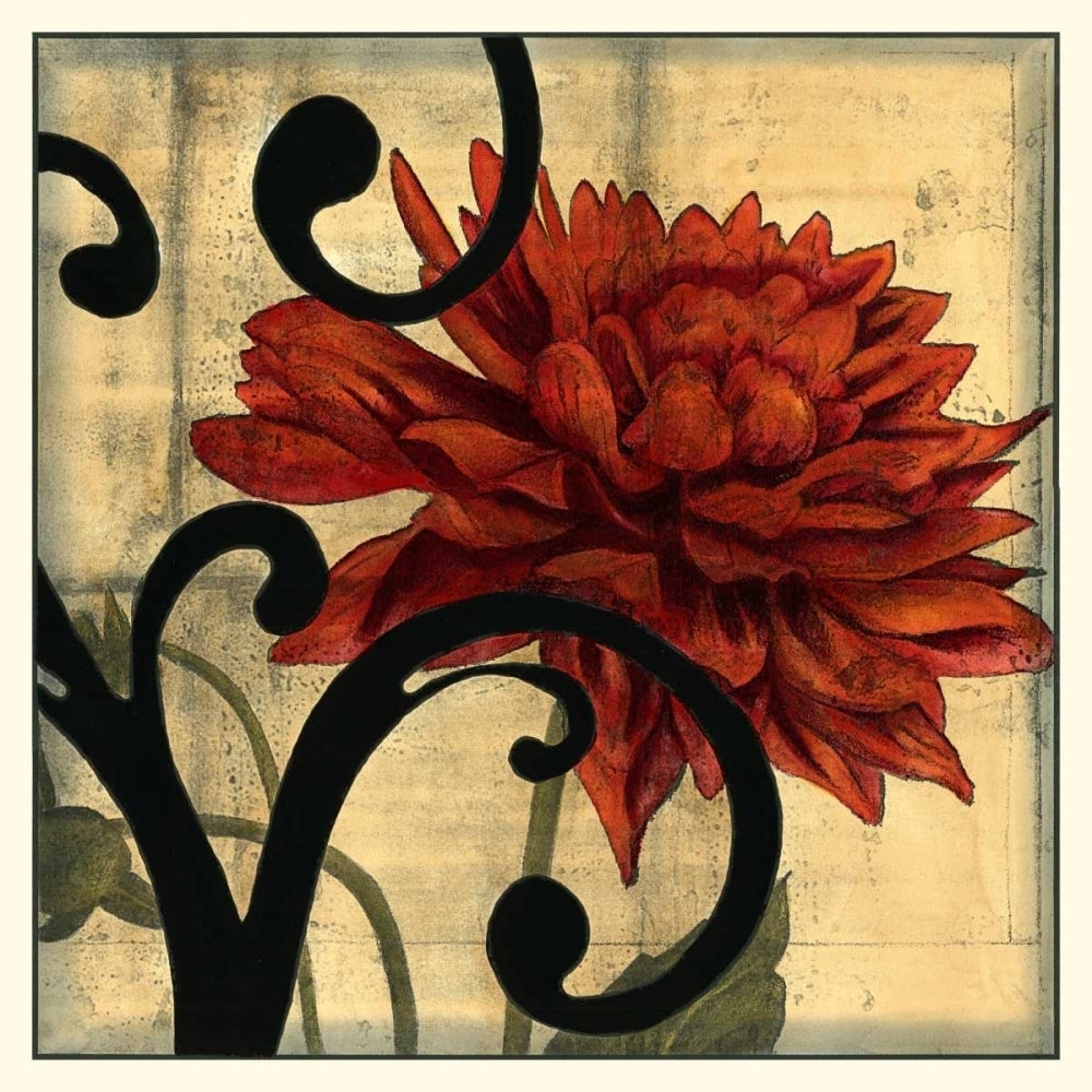 Dahlias and Scrolls IV Poster Print - Jennifer Goldberger-VARPDX17897Z Image 1