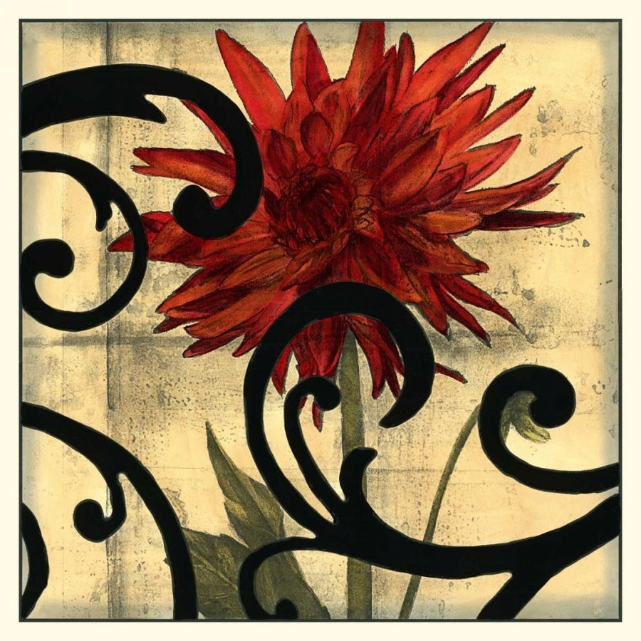 Dahlias and Scrolls II Poster Print - Jennifer Goldberger-VARPDX17895Z Image 1