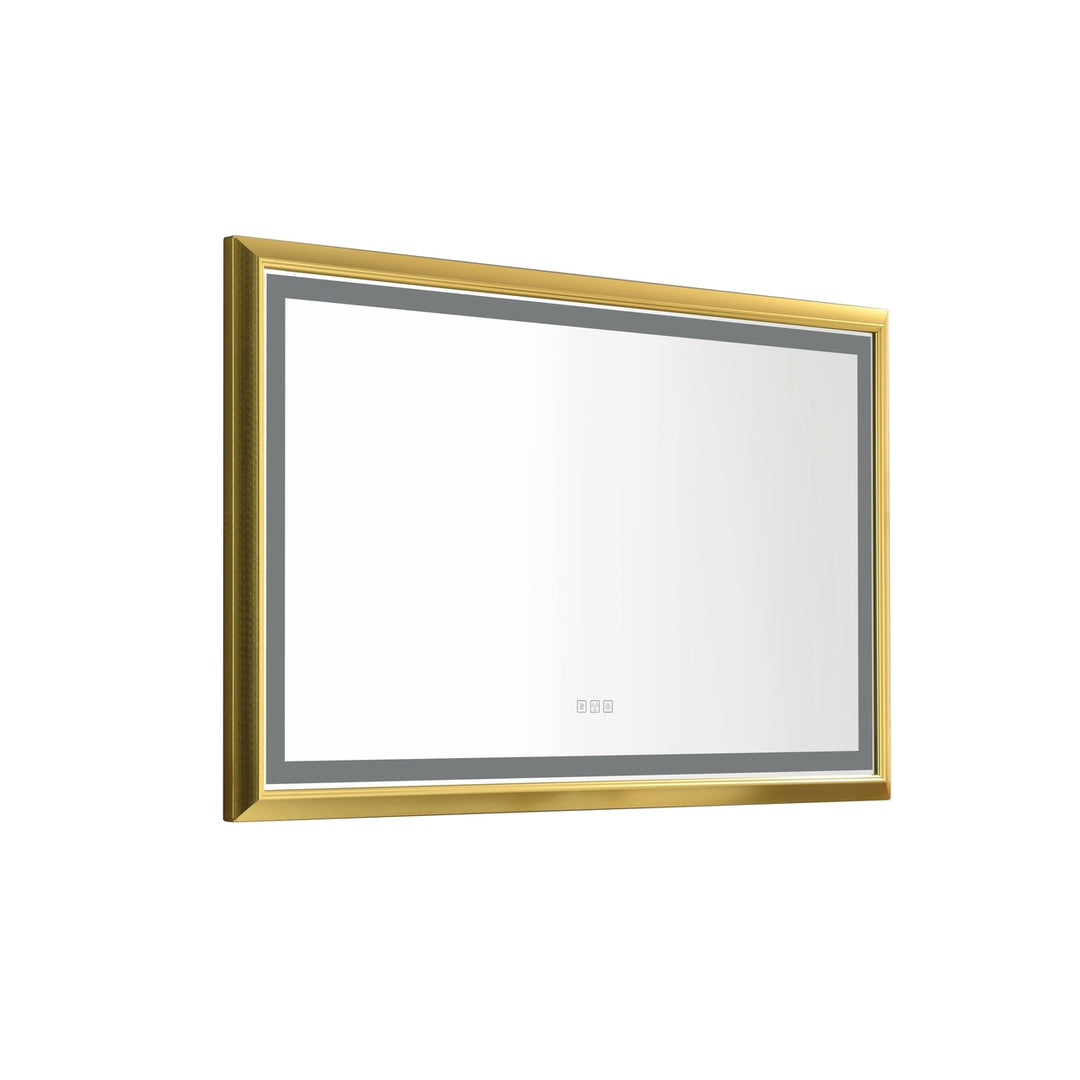 ExBrite 48 in. W x 30 in. H Oversized Rectangular Gold Framed LED Mirror Anti-Fog Dimmable Wall Mount Bathroom Vanity Image 12