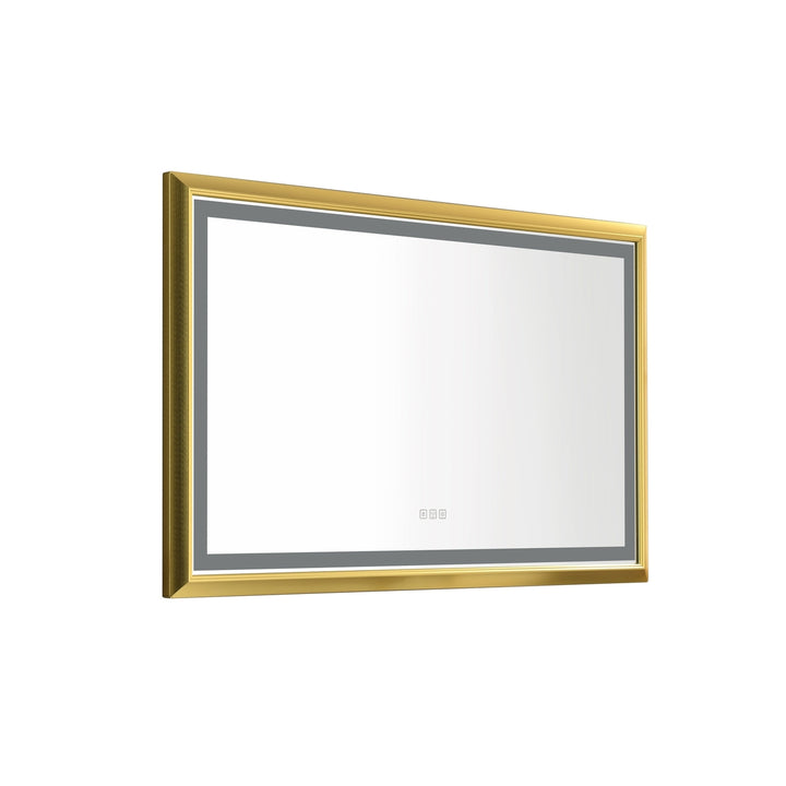 ExBrite 48 in. W x 30 in. H Oversized Rectangular Gold Framed LED Mirror Anti-Fog Dimmable Wall Mount Bathroom Vanity Image 12