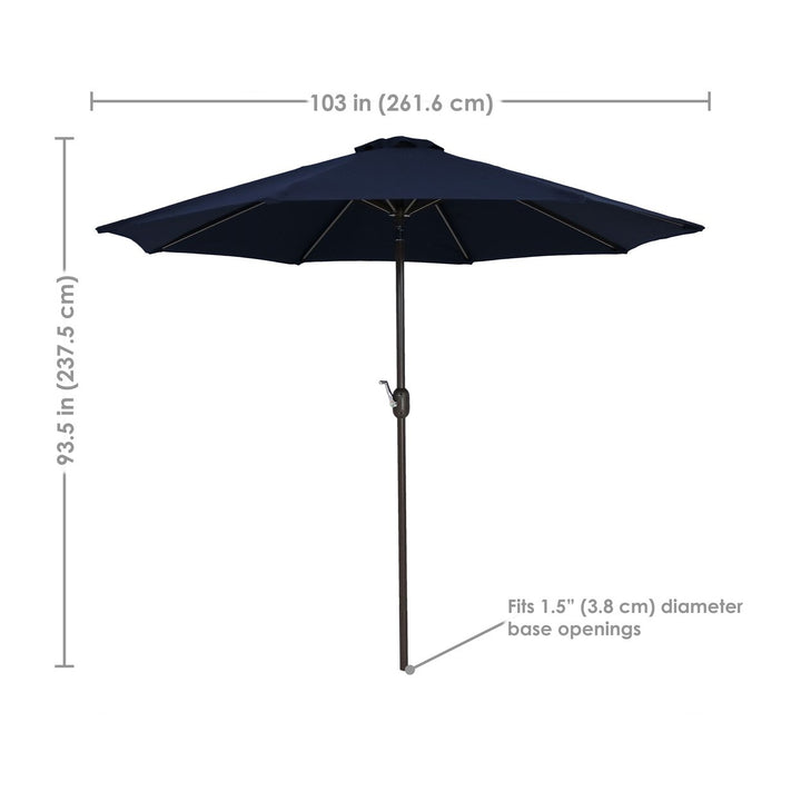 Sunnydaze 9 ft Sunbrella Patio Umbrella with Tilt and Crank - Navy Blue Image 4