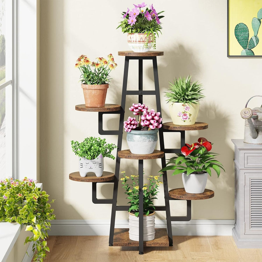 Tribesigns 7-Tier Wood Plant Stand, Indoor Plany Pots Holder Rack for Living Room Garden Image 1
