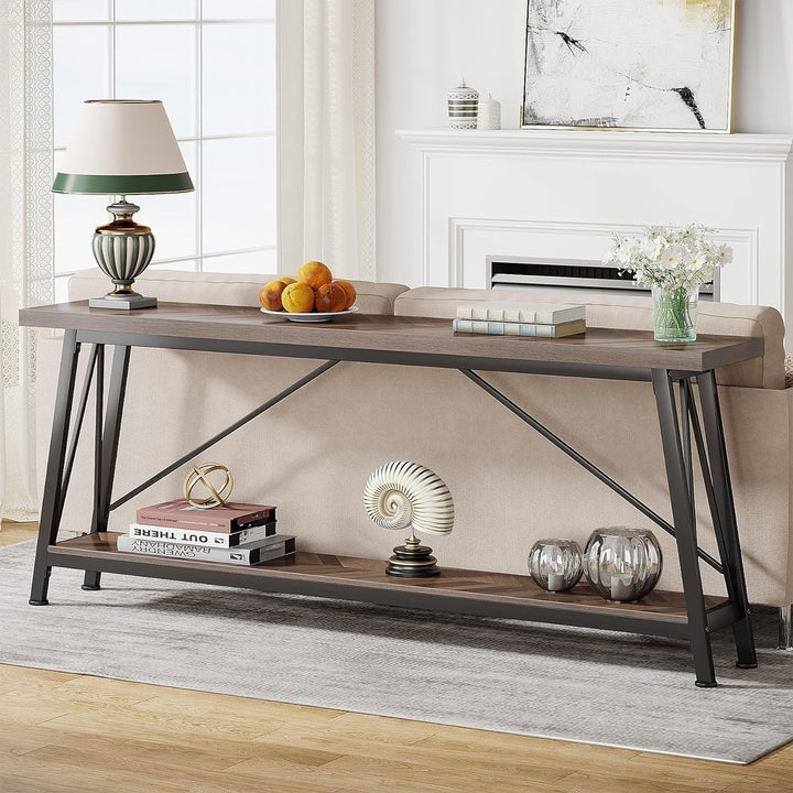 Tribesigns 70.9" Sofa Behind Table, Entryway Console Table with Texture Design Tabletop for Hallway Entryway Image 7