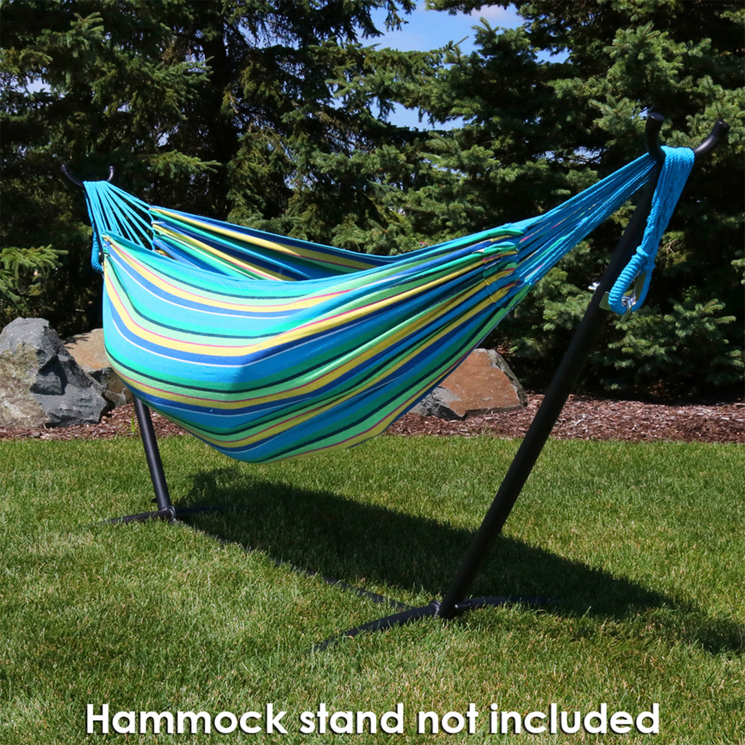 Sunnydaze 2-Person Woven Cotton Brazilian Hammock - Sea Grass Image 2