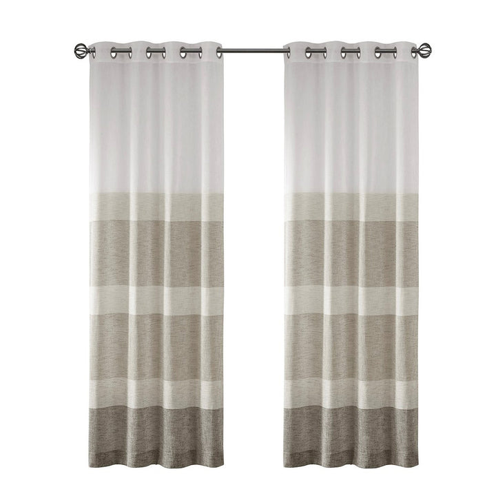 Gracie Mills Christa Contemporary Striped Faux Linen Sheer Window Panel - GRACE-9169 Image 1