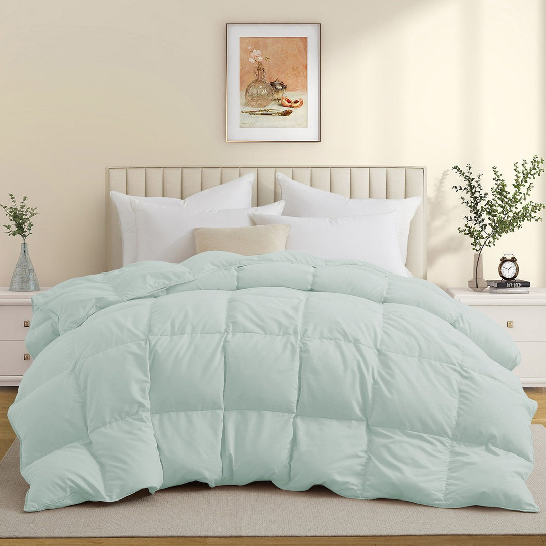 Premium All Seasons White Goose Feather Fiber and Down Comforter Image 1
