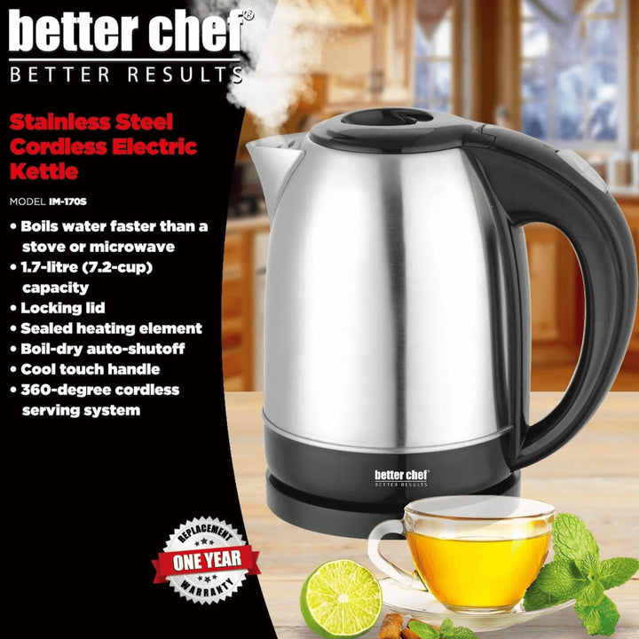 Better Chef Stainless Steel Cordless Electric Kettle 1.7L 7.2 Cups IM-170S Image 4