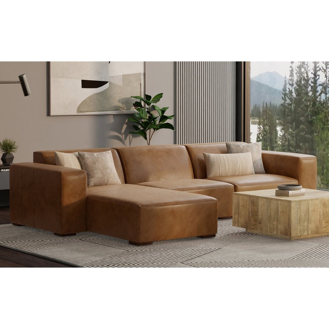 Rex Left Chaise Module Genuine Leather Modular Sofa Comfortable Design Image 3