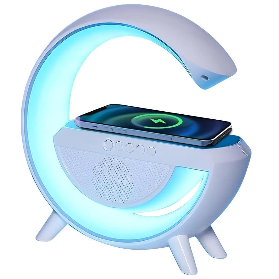 Technical Pro LED Table Lamp with Wireless Charger 3-in-1 Night Light w/ Bluetooth Speaker and LED Light - Rechargeable Image 1