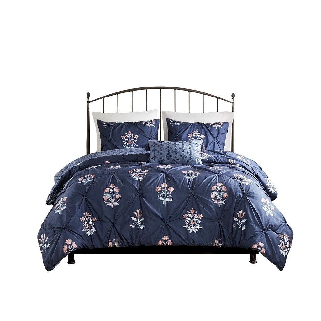 Gracie Mills Josephine Jacquard Comforter Set Full Queen Navy Floral GRACE-15873 Image 1