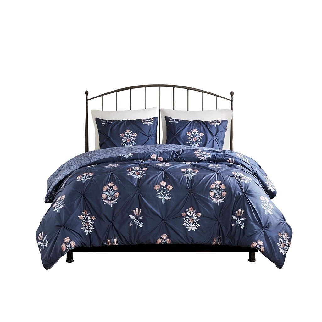 Gracie Mills Autumn Jacquard Comforter Set Full Queen Floral Navy GRACE-15874 Image 1