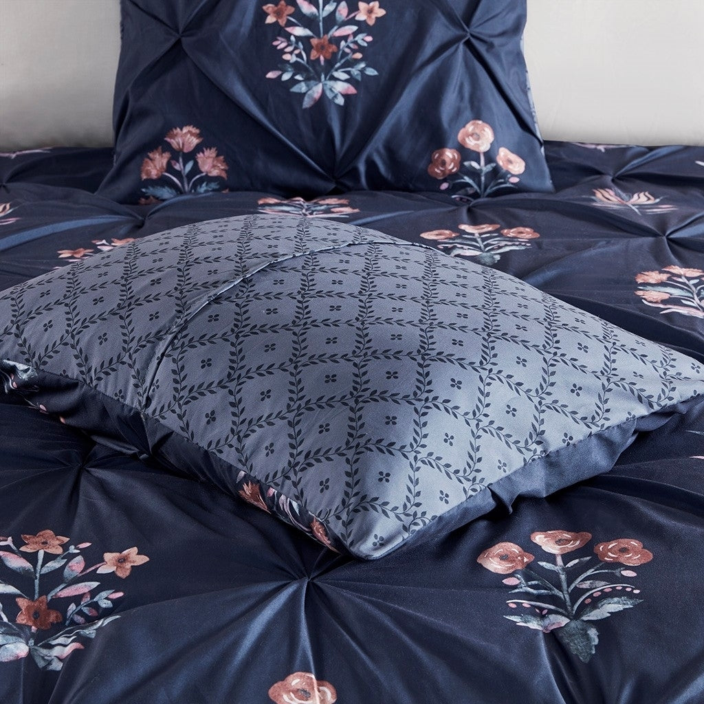 Gracie Mills Autumn Jacquard Comforter Set Full Queen Floral Navy GRACE-15874 Image 2