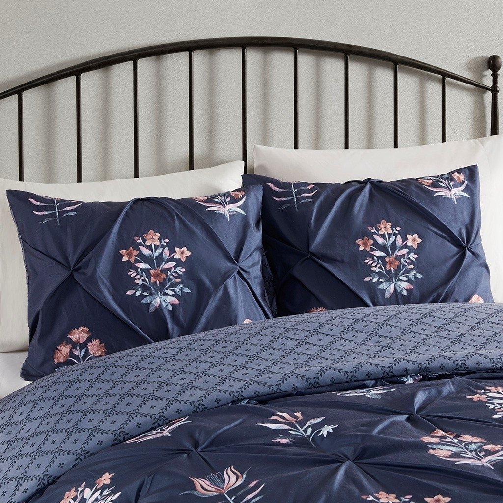 Gracie Mills Autumn Jacquard Comforter Set Full Queen Floral Navy GRACE-15874 Image 3