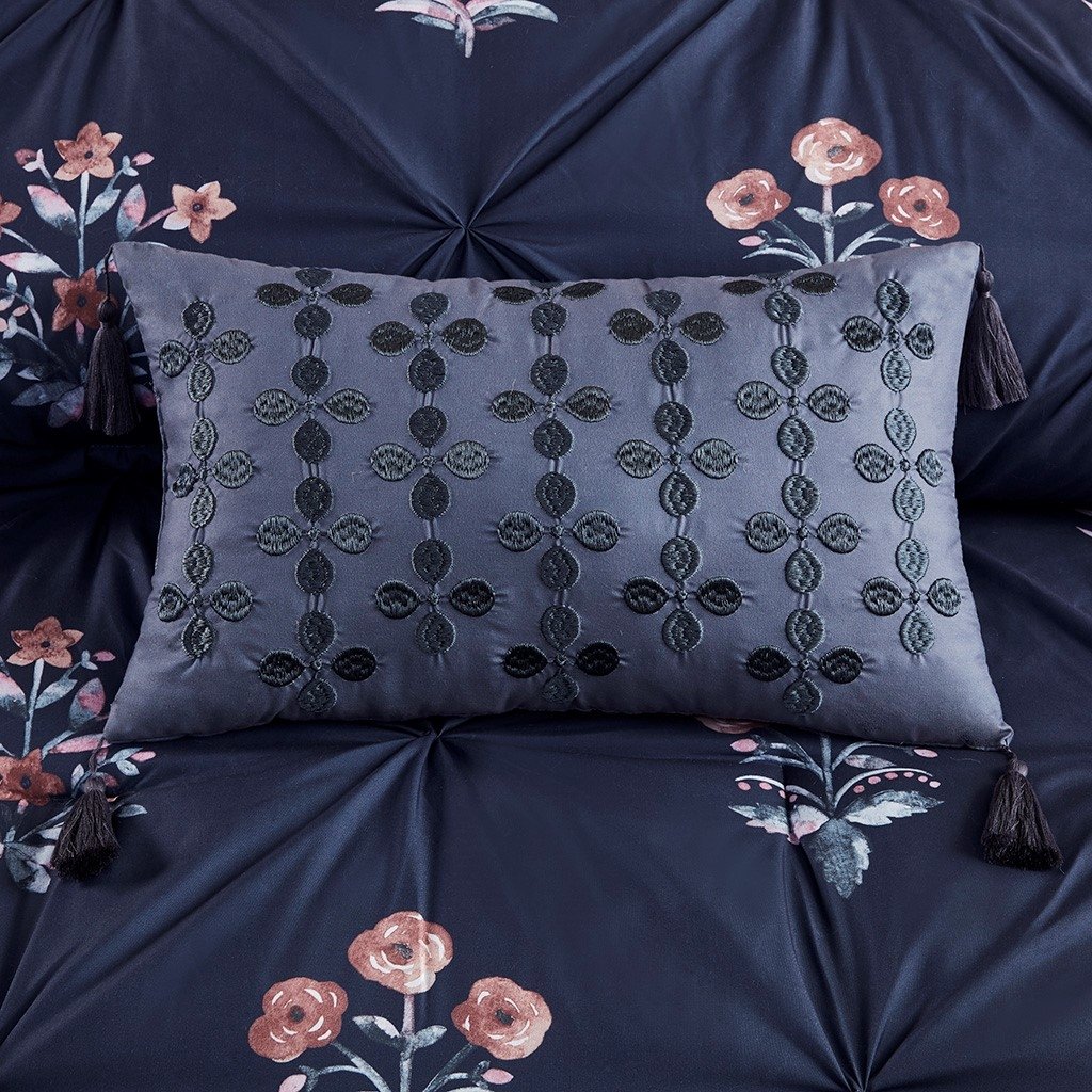 Gracie Mills Josephine Jacquard Comforter Set Full Queen Navy Floral GRACE-15873 Image 3