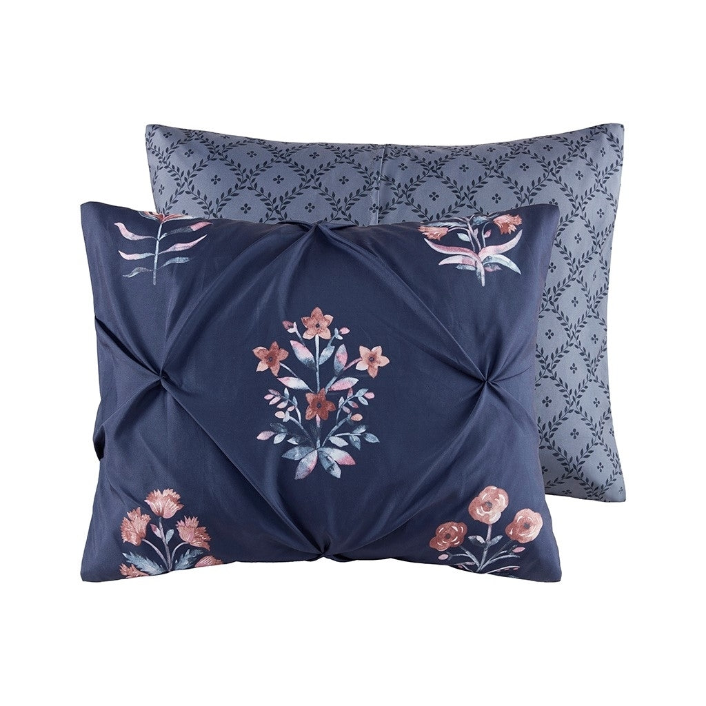 Gracie Mills Autumn Jacquard Comforter Set Full Queen Floral Navy GRACE-15874 Image 4