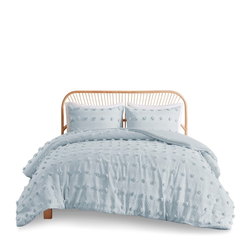 Gracie Mills Carmen Jacquard Duvet Cover Set Twin GRACE-15144 Pompoms Antimicrobial Image 9