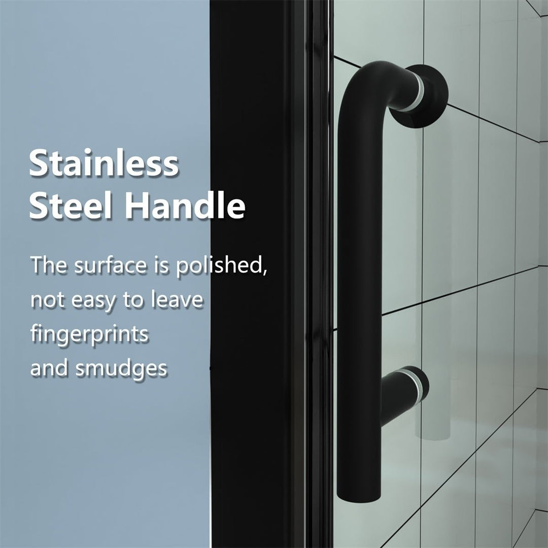 Adapt Folding Shower Door 30-31.3in W 72in H Matte Black Semi-Frameless Glass Image 4