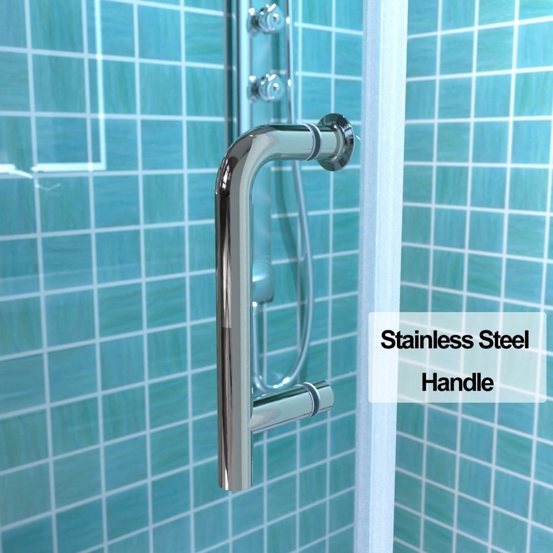 Classy 36-37" W x 72" H Semi-Frameless Glass Shower Door Nickel Finish Image 8