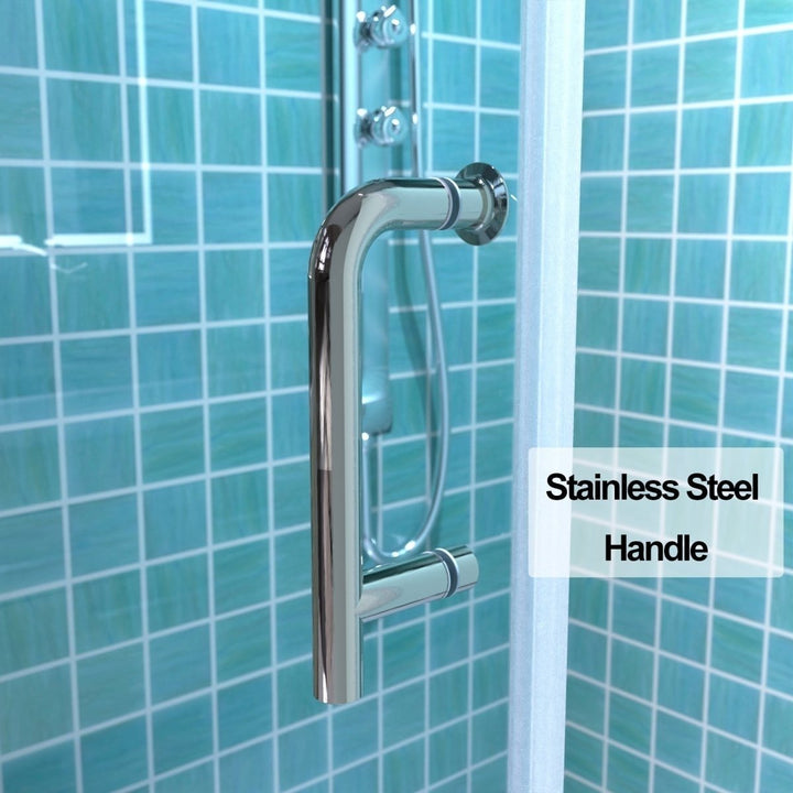 Classy 36-37" W x 72" H Semi-Frameless Glass Shower Door Nickel Finish Image 8