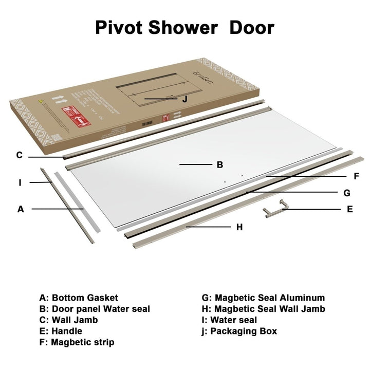 Classy 36-37" W x 72" H Semi-Frameless Glass Shower Door Nickel Finish Image 9