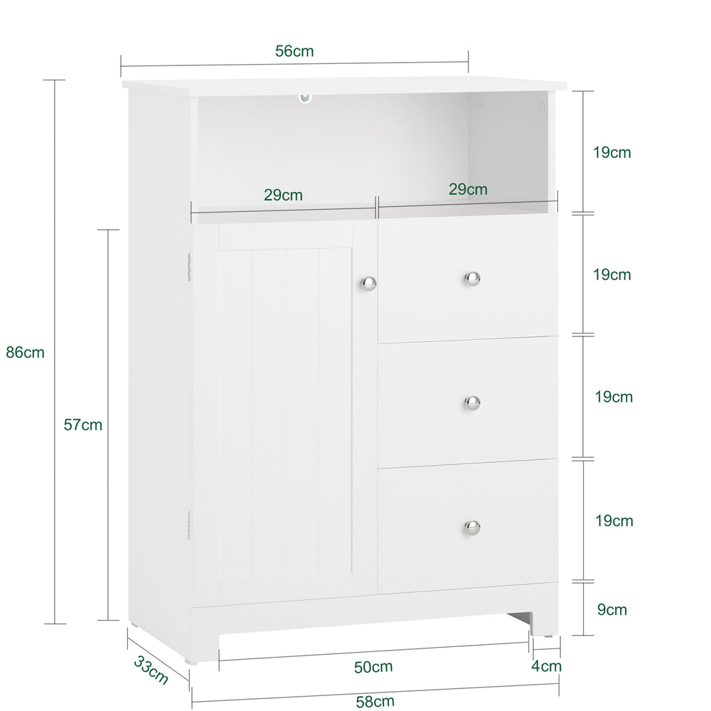 Haotian BZR107-W, White Bathroom Cabinet, Chest of Drawers for Bathroom, Storage Cabinet with drawer Image 2