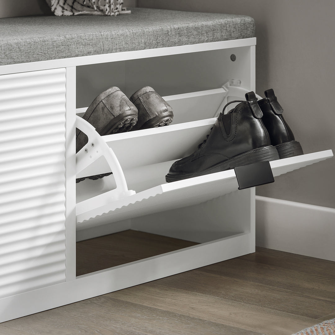 Haotian FSR147-W, Storage Bench with Drawers and Padded Seat Cushion, Shoe Rack Hallway Bench Shoe Bench Image 4