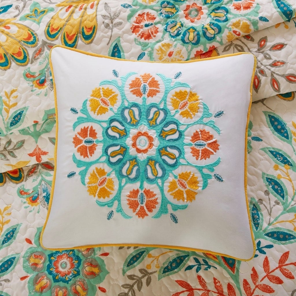 Gracie Mills Reilly Boho Quilt Set Twin Yellow Microfiber Floral Medallion GRACE-12031 Image 3