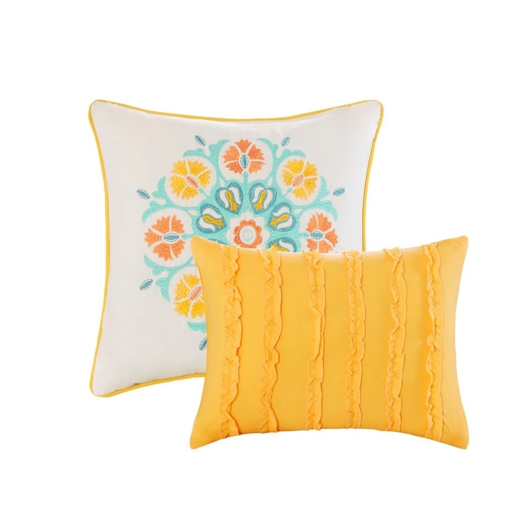 Gracie Mills Reilly Boho Quilt Set Twin Yellow Microfiber Floral Medallion GRACE-12031 Image 4