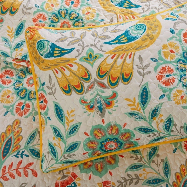 Gracie Mills Reilly Boho Quilt Set Twin Yellow Microfiber Floral Medallion GRACE-12031 Image 5