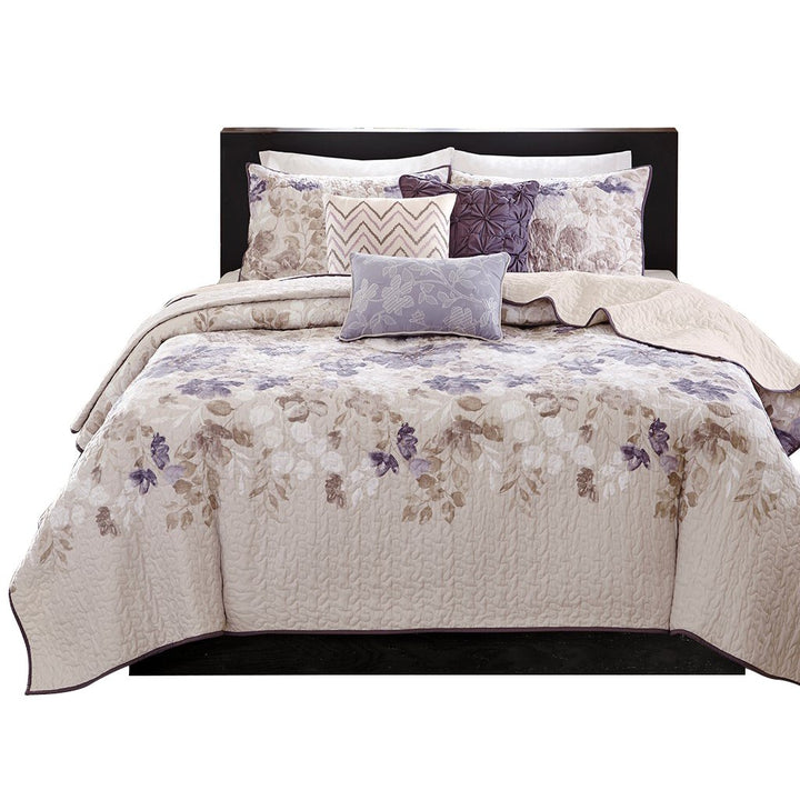 Gracie Mills Ezekiel Tranquil Blossoms 6-Piece Printed Quilt Set with Throw Pillows - GRACE-3147 Image 5